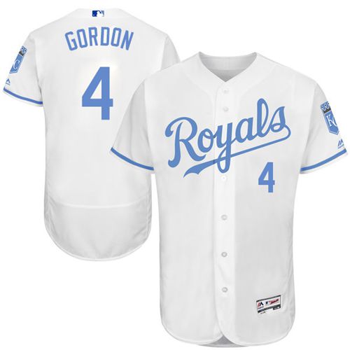 Royals #4 Alex Gordon White Flexbase Authentic Collection Father's Day Stitched MLB Jersey